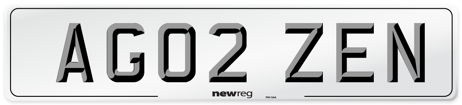 AG02 ZEN Number Plate from New Reg